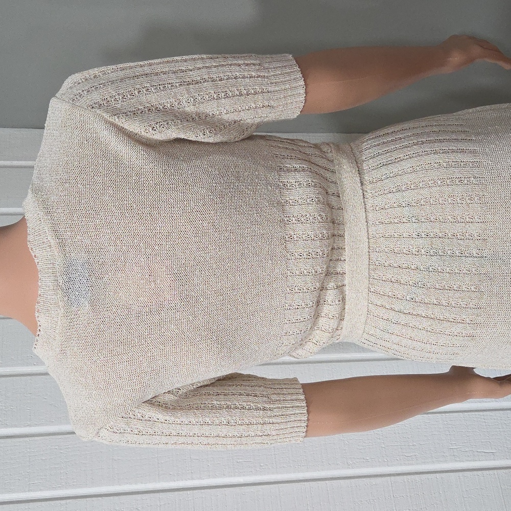 Vintage 1970 Cream Knit Dress - Picture 10 of 10